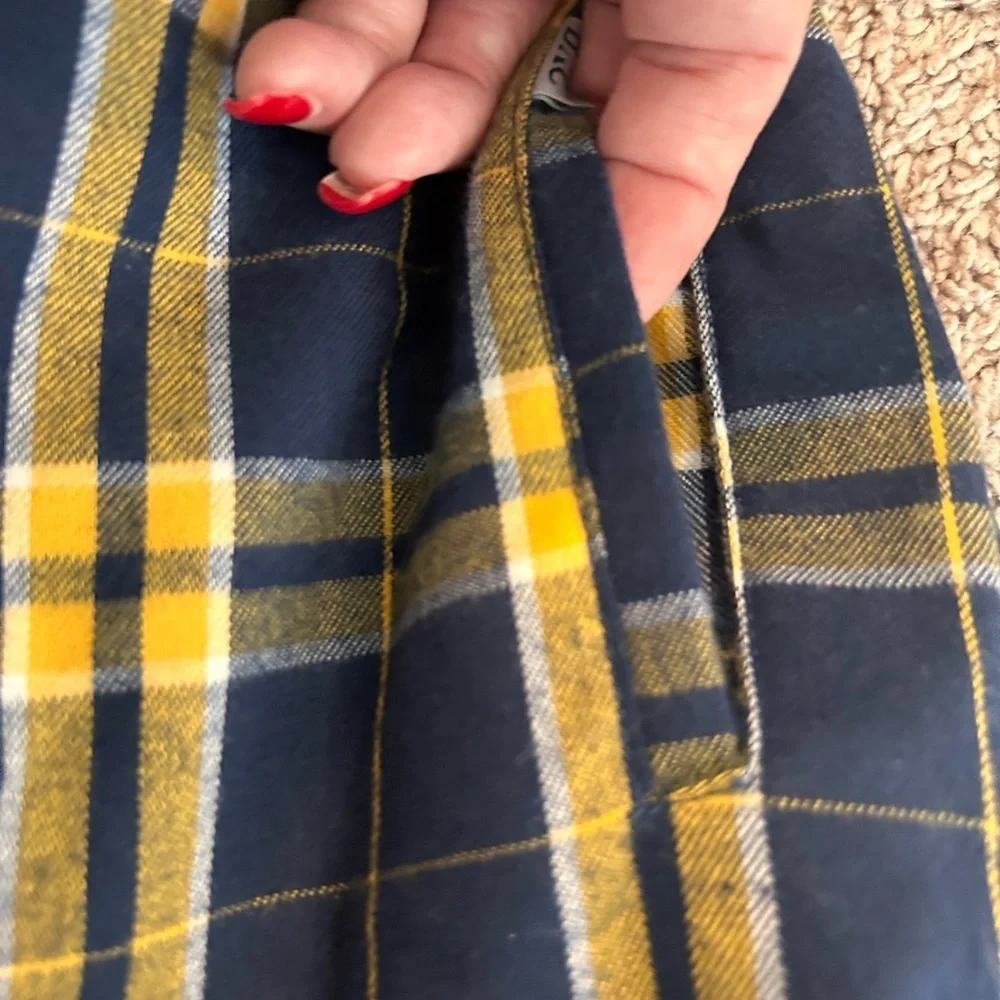 NWT Boxcraft Yourh Boy Plaid Navy & Gold PJ Bottoms w Pockets NWT Size Y Large